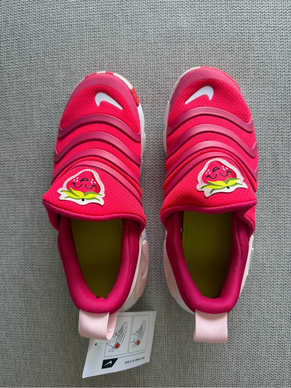 Nike Kids Hot Pink Slip-On Sneakers with Strawberry Patch